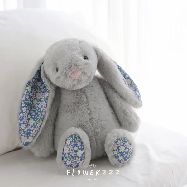 doudou lapin gris peluche