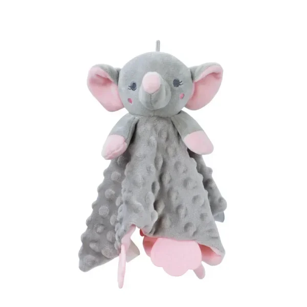 doudou plat elephant gris avec anneau dentition