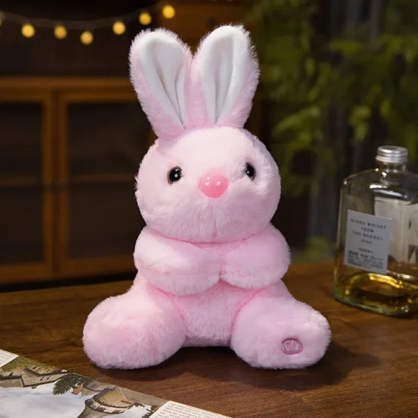 Doudou lapin rose avec fonction veilleuse pour bébé