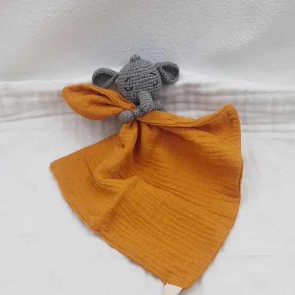 Doudou Mouchoir Orange Elephant