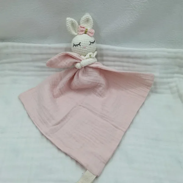 doudou mouchoir rose lapin